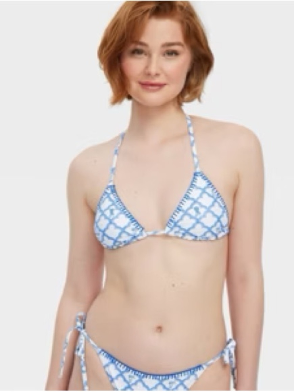 Roller Rabbit x Target Reversible Blue and White Triangle Bikini Top and Bottom